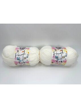 2 Skeins Lion Brand Yarn Pound of Love White Weight 4 1020 yd 16 oz Color 100